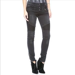 Free People Seamed Moto Skinny Jeans